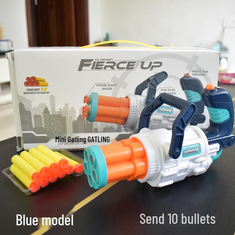 Kids Manual Space Gun: Air-Powered Gatling Toy with Five Soft Bullet Shots