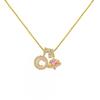 Copper Pendant Necklace With Zircon Stone Alphabet Charms Floral Design Personalized Letter Jewelry