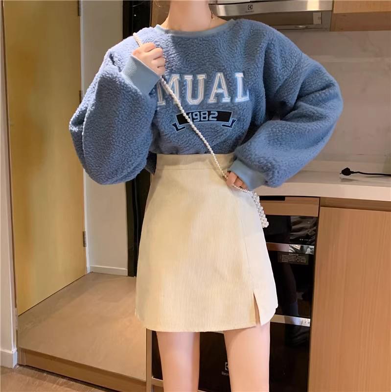 Women's High Waist A-Line Corduroy Skirt - Slimming, Petite Fit for Early Autumn/Winter 2024