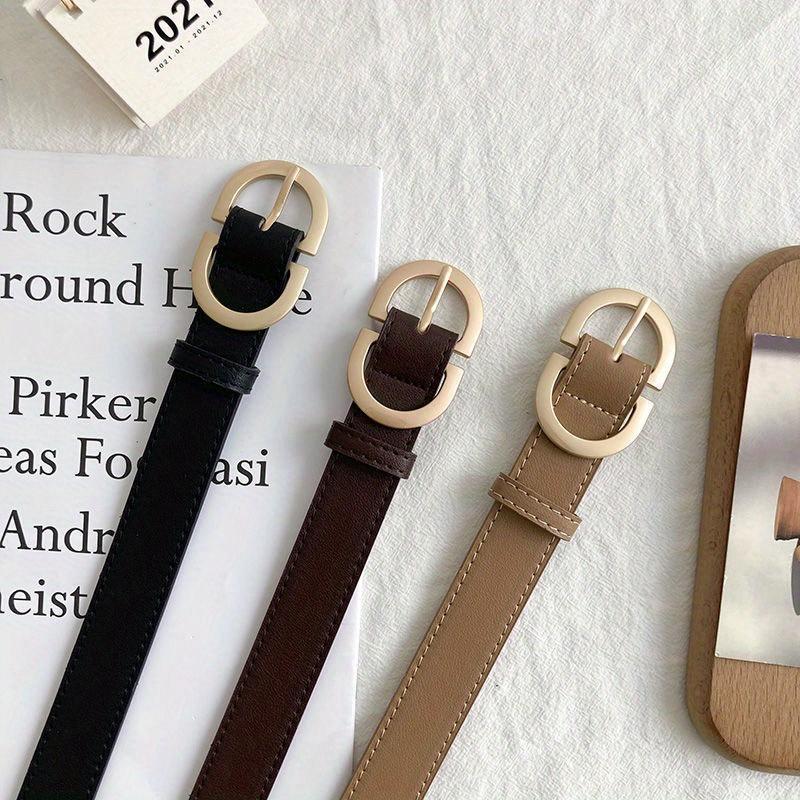 Damenmode-Gürtel, einfacher Gürtel mit Metallschnalle, für Damen, schwarzer Anzug, Jeans, Kleidungszubehör
