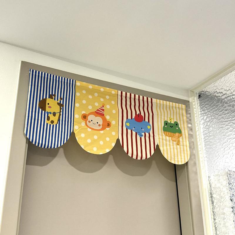 Animal Cartoon Door Curtain Self-Adhesive Partition Curtains Without Perforations For Bedrooms Privacy, Living Rooms, Bathrooms