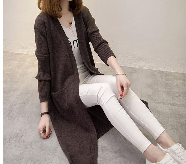 

Женские длинные кардиганы, осенне-зимний вязаный свитер, кардиганы с v-образным вырезом, куртка-кардиган большого размера, пальто с карманами и котенком из мультфильма One Size