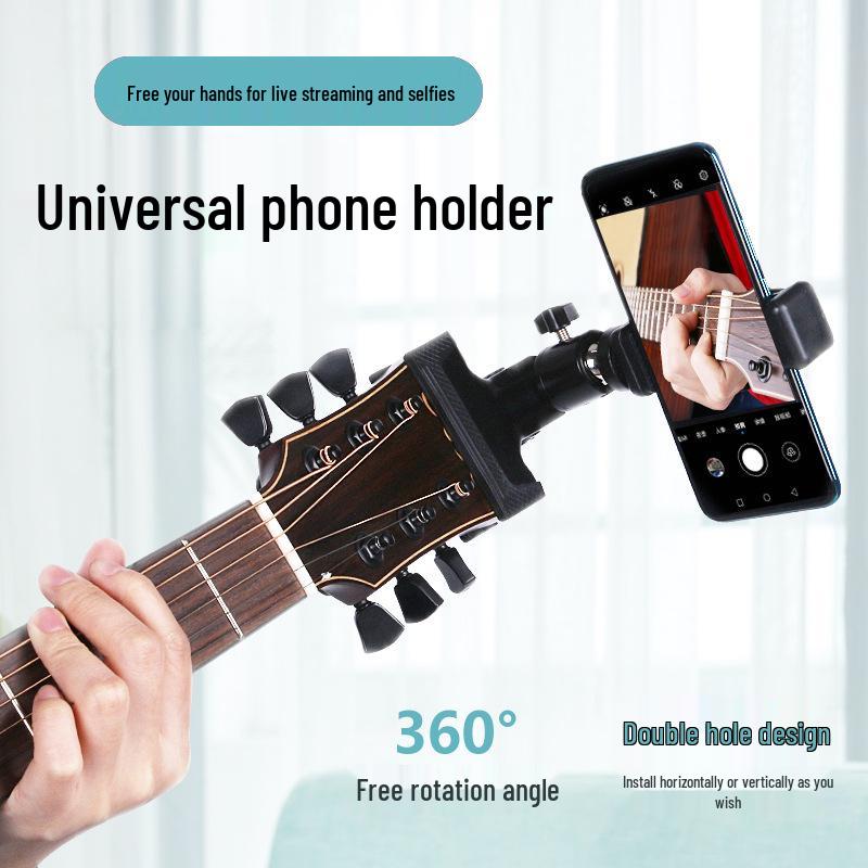 Guitar-Mounted Phone Stand for Live Streaming & Recording