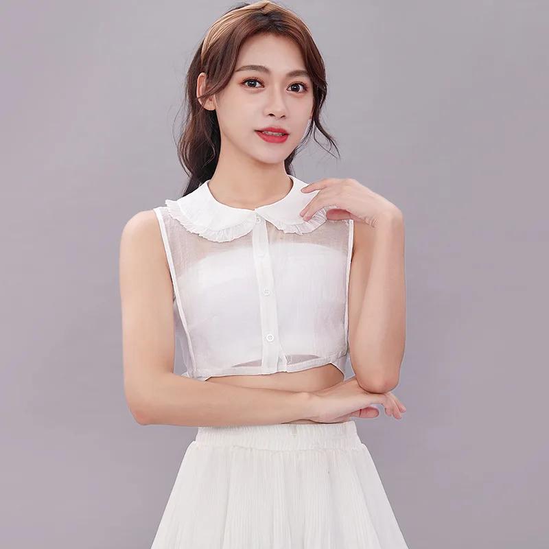 

Сладкий кукольный лацкан Ложный воротник для лета Дышащий Девочки Жилет Стиль Маленький Лацкан в виде листа лотоса Рубашка Съемный воротник Тонкий воротник