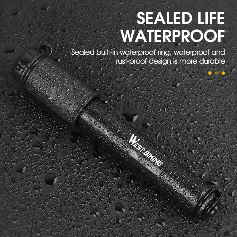 WEST BIKING Mini Bike Pump 100PSI Schrader Presta Valve MTB Road Cycling Pump Aluminum Alloy Bicycle Hand Air Pump Tire Inflator Mass Air Flow 3