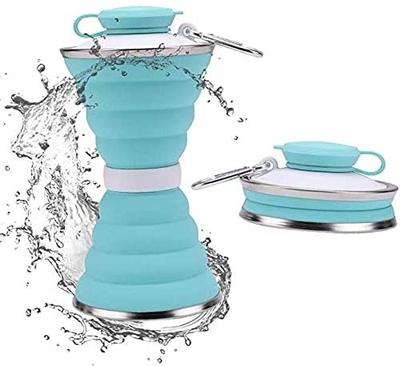 500ml Collapsible Foldable Water Bottle BPA Free Portable Reusable Leakproof Food-Grade Silicone Sports Travel Water Bottle Cup