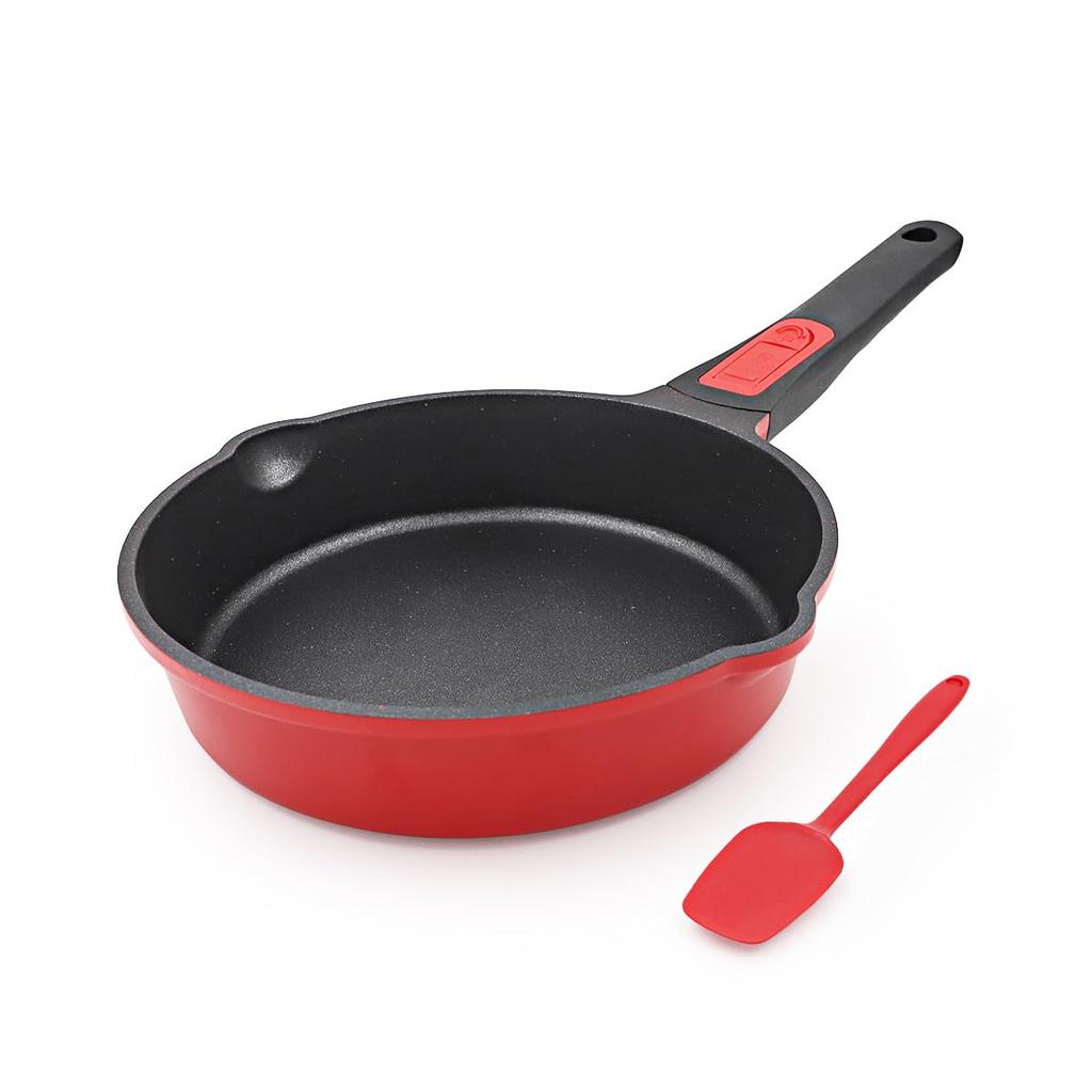 AIKENBBKK 20cm Frying Pan, Induction Compatible, Non-stick Coating & Detachable Handle, Oven & Dishwasher Safe, PFOA & PFOS Free, Red