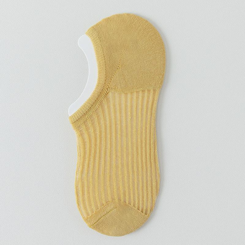 Women's Summer Thin Breathable Mesh Silicone Non Slip Invisible Low Top Shallow Mouth Boat Socks