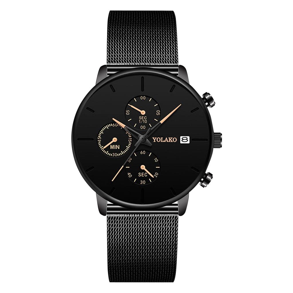 Men's Watches, Stylish Quartz Watches, Mesh Stainless Steel Watches, Waterproof Chronograph Watches With Automatic Date, Men's Stylish Casual Watches