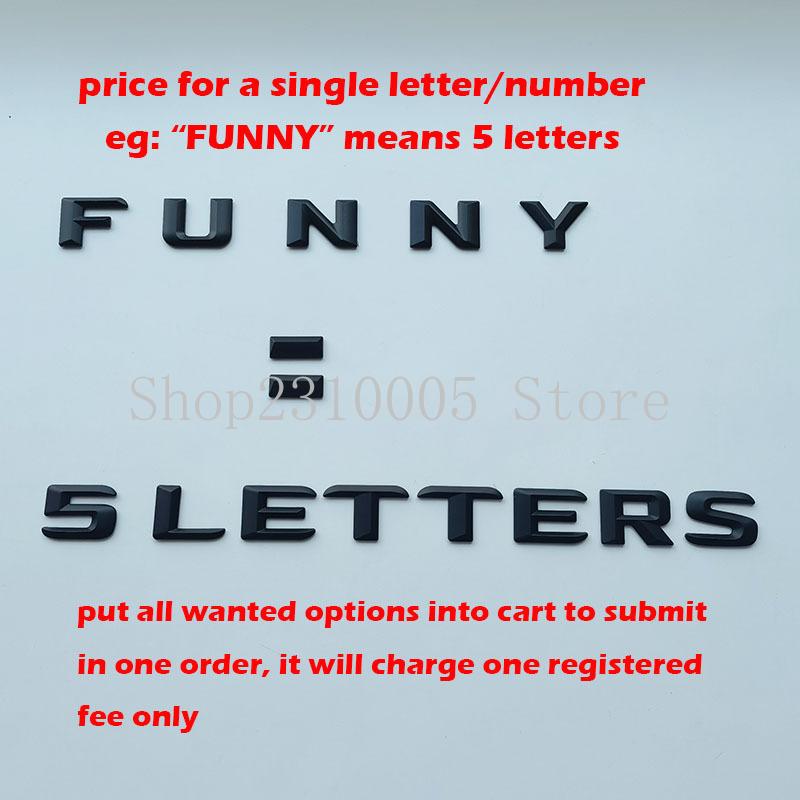 DIY 3D Sharp Letters Numbers Full Alphabat Nameplate Logo Trunk Badge Sticker I Love Any Cars Black Chrome
