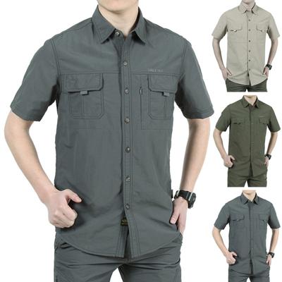 Men Shirt Short Sleeve Soft Single-breasted Turn-down Collar Sun Protection Outdoor Shirt Male Clothing