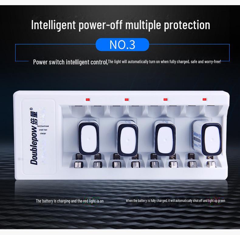 9V Lithium Battery Charger Set with Rechargeable High-Capacity 9V Batteries