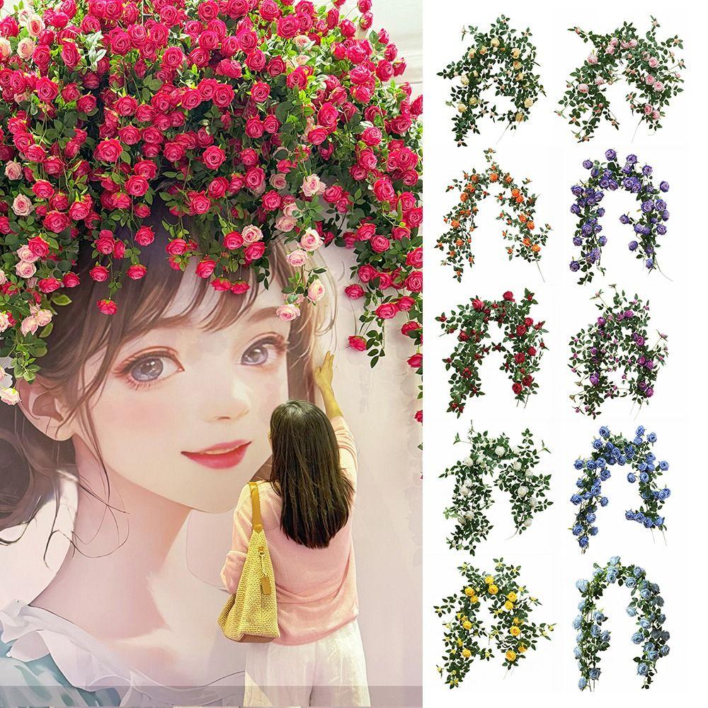Multicolor Artificial Rose Vine Green Leaves Fake Flower Vines Rose Silulation Flower  Home Decor
