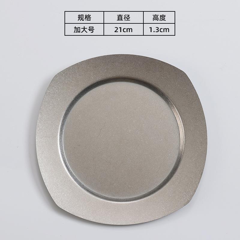 Vintage Stainless Steel Steak Dinner Plates Fruits Dessert Vegetable Shallow Plate Kitchen BBQ Picnic Restaurant Hotel Tableware