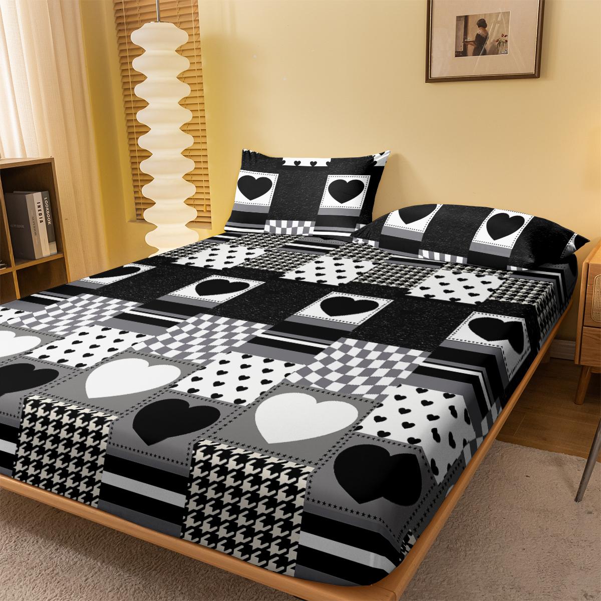 

1 простая современная матовая простыня на резинке с геометрическим рисунком в форме сердца, покрывало для кровати с принтом в спальню, постельное белье (Исключая наволочки) 71x132cm