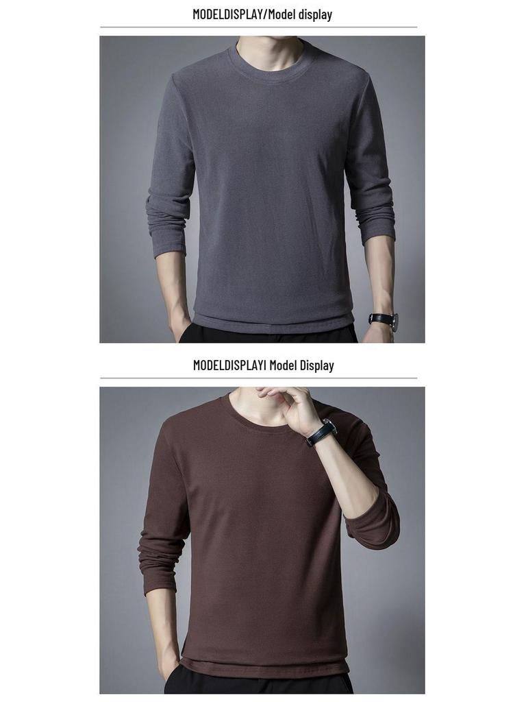 Woodpecker Men's Double-Brushed Long Sleeve Semi-High Collar Top for Autumn/Spring
