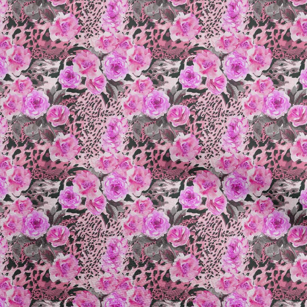 oneOone Bavlněná flex zelená látka, potisk zvířecí kůže s květinovým potiskem, látka na prošívání oděvů, 40 yardů