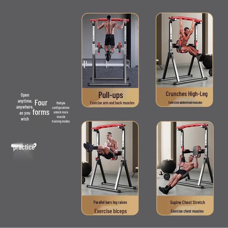 Indoor Folding Multi-Functional Pull-Up Bar Rack: Floor-Standing Single/Double Bar Fitness Equipment for Adults.