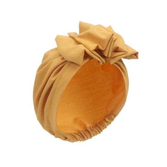Turban Hat Retro French Style Flower Decor Women Hat Solid Color Breathable Wind-proof Headwear Daily Wear
