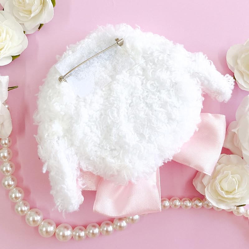 G-Trigger Fluffy Drop Ear Rosette, Rabbit, Otaku Ribbon Decoration, 57mm58mm, Pink, for Can Badges