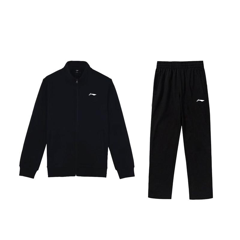 Li-Ning Casual Two-Piece Set Stand Collar Sweatshirt Straight Leg Pants Printed Logo Sports Suit Unisex Sportswear AWEU023