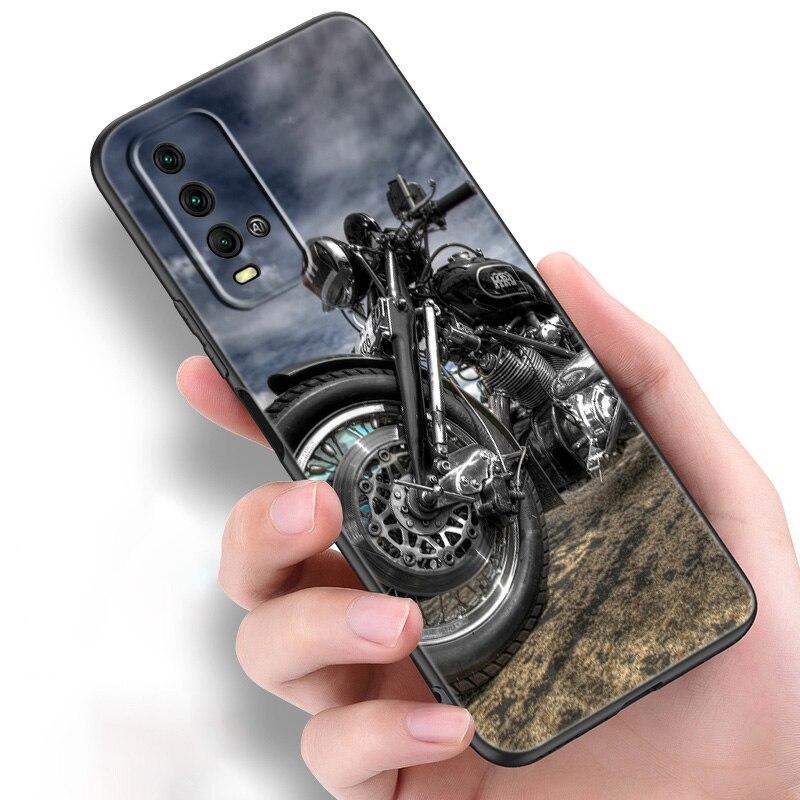 

Винтажный мотоциклетный силиконовый чехол для телефона для Xiaomi Redmi Note 11 10 9 8 Pro 11T 10T 10S 9S 8T 9 9A 9C 9T, черный мягкий чехол Redmi Note 10 S