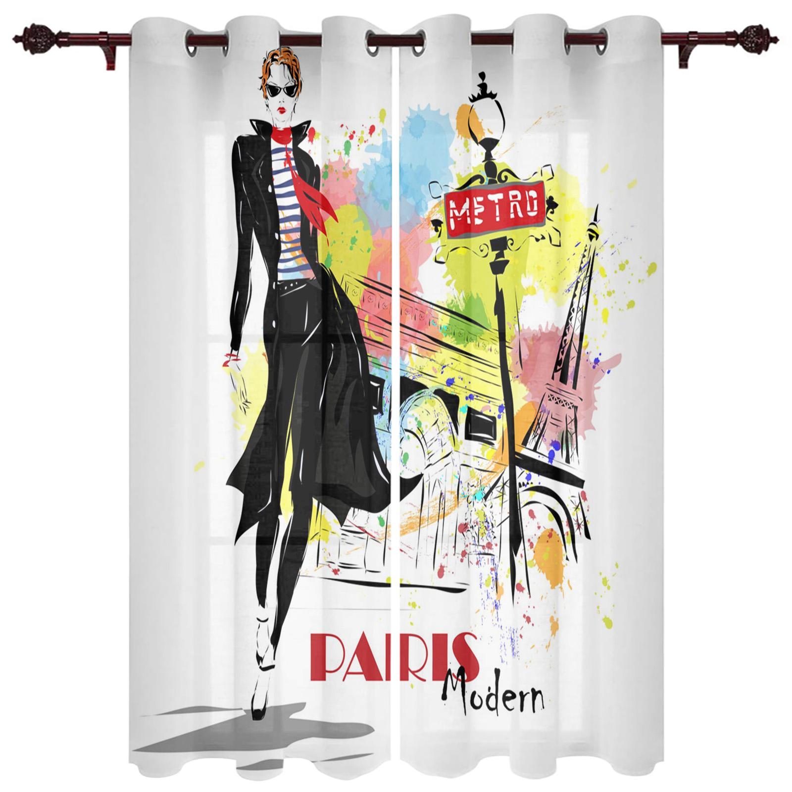 Женщина Волосы Всплеск Чернила Искусство Окна Шторы Гостиная Спальня Оконные Обстановки — фото 19