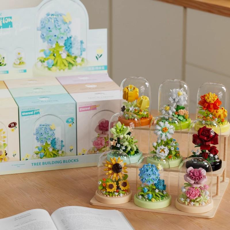 Secret Garden Flower Building Blocks: Rose & Carnation Potted Plant Toy - Perfect for Children's Play and Teacher's Day Gifts