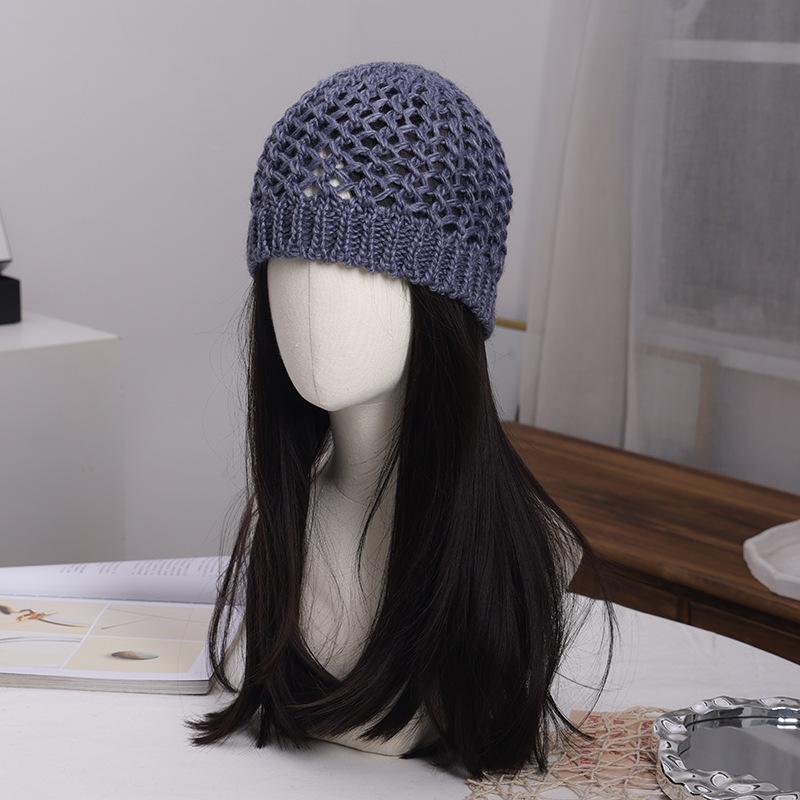 Ins Hollow Knitted Hat Women's Autumn and Winter New Warm Wool Hat Showing Face Small Versatile Cold Hat Headhat