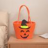 Halloween Candy Tote Basket with Witch Hat Pumpkin Tote Handbag Portable Gift Basket for Party Decorations