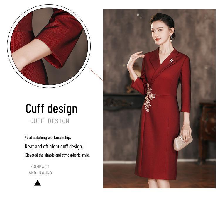 Herbst 2025 Hochwertiges V-Ausschnitt Schlankmachendes Kleid für Brautmütter