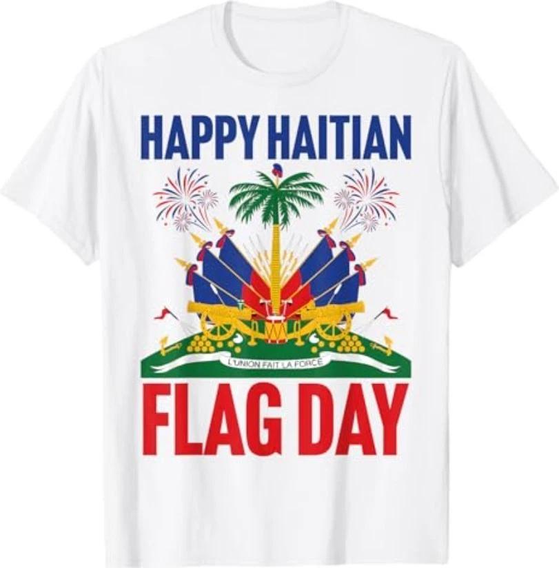 Happy Haitian Flag Day Outfit Men Women Kids Proud Haiti T-Shirt L