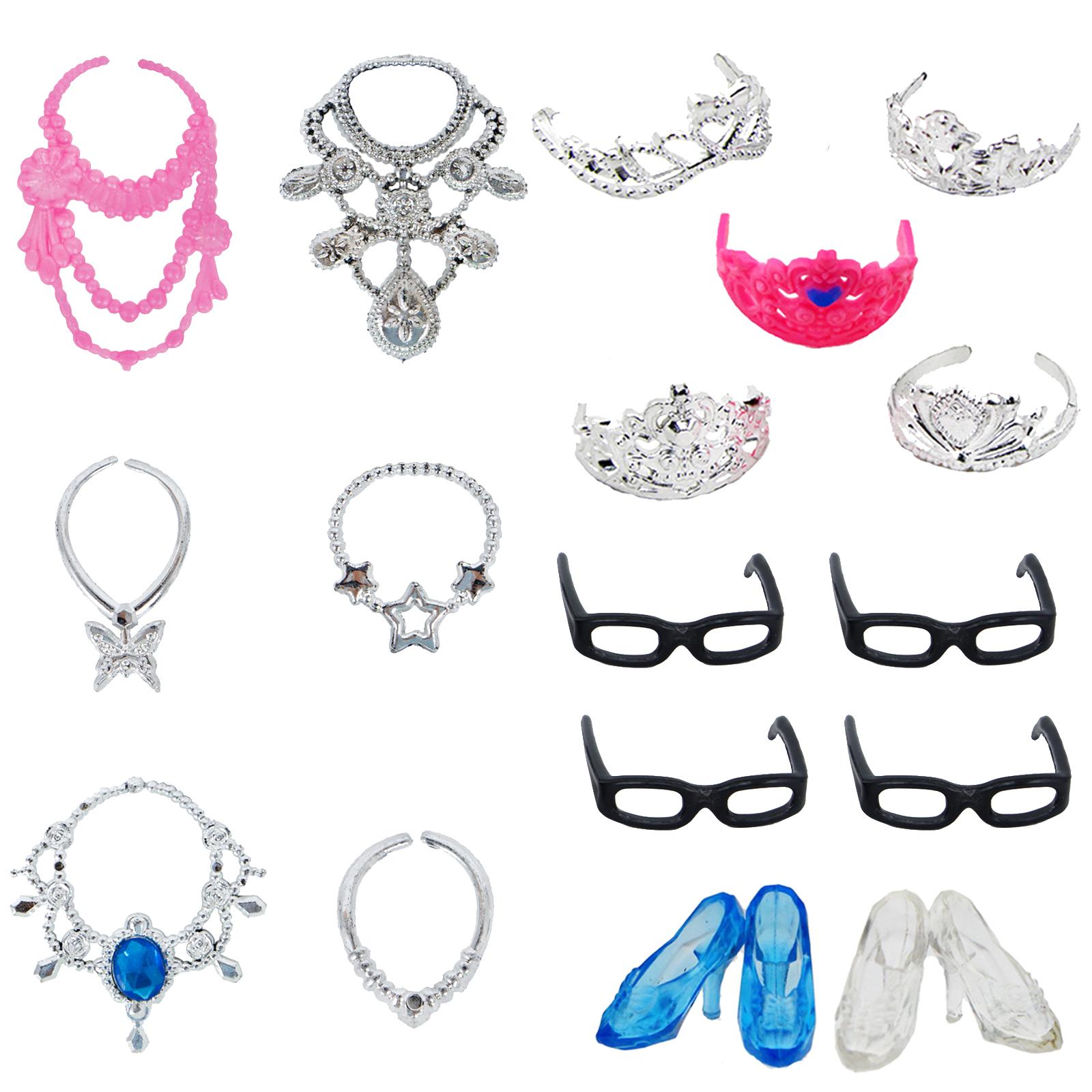 Синее платье принцессы для куклы с пластиковыми украшениями — фото 5