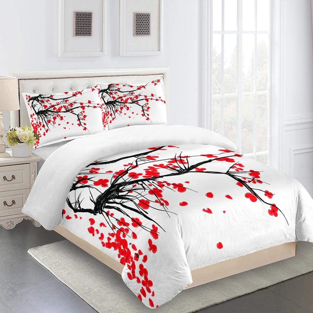 

Комплект постельного белья 3D с ботаническим рисунком, красные, розовые цветы, пододеяльник, комплект, наволочка, размер King Queen, с принтом W90xL190cm
