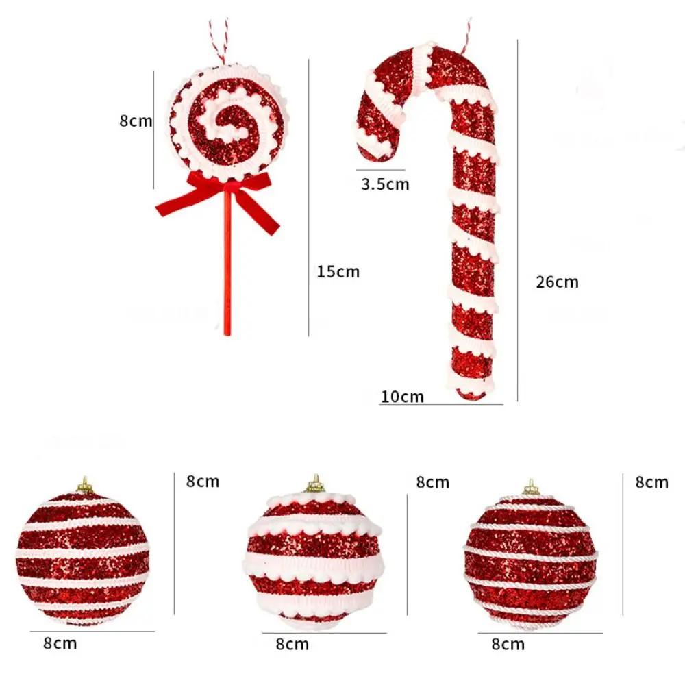 New Pink Christmas Tree Ornaments Shatterproof Foam Candy Crutch Xmas Tree Hangings Pendant Xmas Decorations DIY Christmas Ball