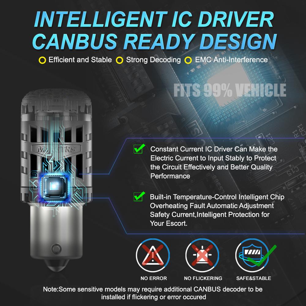 MAXGTRS 2X 7440 1157 7443 LED T20 W21W Bulbs 1156 BA15S P21W Turn Signal Light No Hyper Flash Canbus No Error Amber Yellow