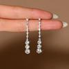 Luxury Geometric Zircon Crystal Earrings for Women Silver Color Rhinestone Long Tassel Dangle Earrings Wedding Party Jewelry