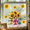 Static Cling Sunflower Basket Stickers for Balcony Bedroom Living Room Home Decor