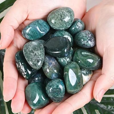 200g Natural Moss Agate Crystal Irregular Polished Stone Tumbled Crystal Gemstone For Gravel Aquarium Decoration