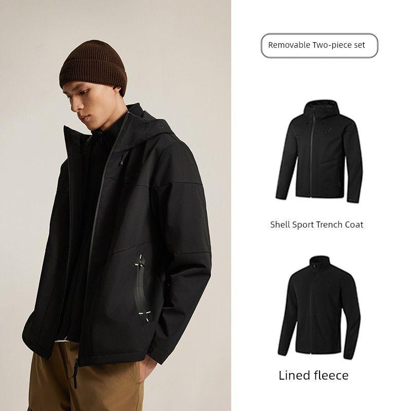 

Спортивный тренч «три в одном» Li Ning для мужчин, новинка 2024 года, серия Wade, зимняя модель на флисовой подкладке с технологией Heattech, тканая спортивная одежда [Black] three-in-one sports windbreaker L