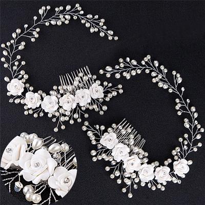 Πολυτελή κοσμήματα για τα μαλλιά γάμου για νυφικό μαργαριτάρι χτένα μαλλιών χειροποίητο αξεσουάρ μαλλιών