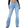 Damen Hellblaue Micro-Flare Slim Fit Jeans - Trendige Europäisch-Amerikanische Mode Lange Hosen