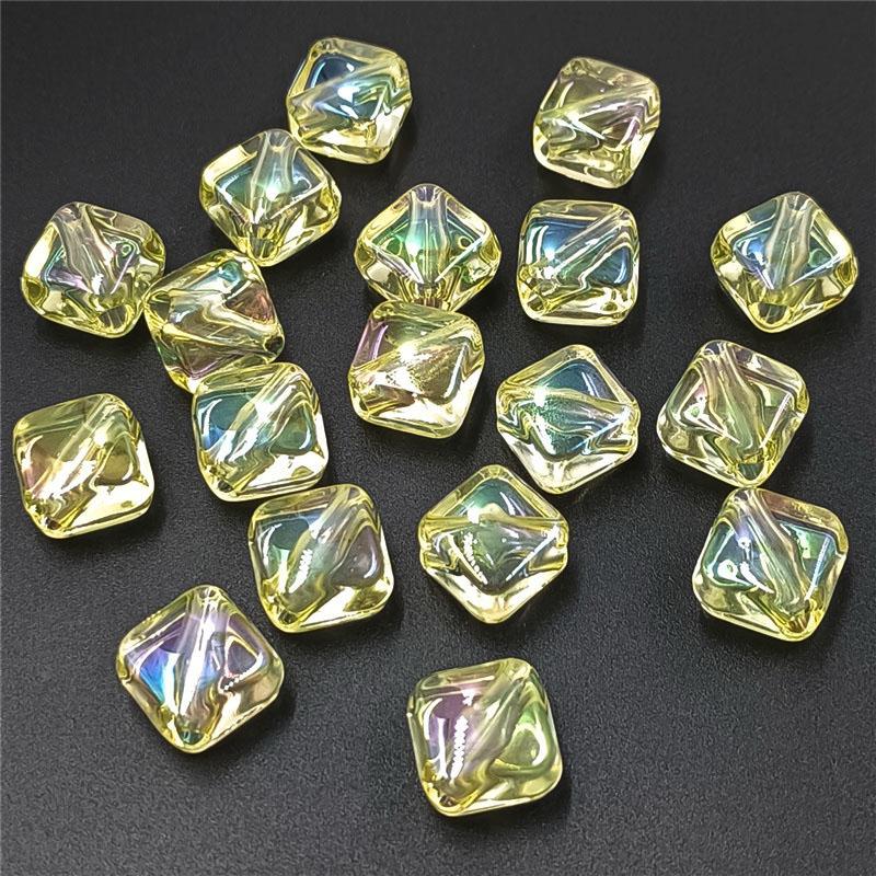 Creative Necklace Making Acrylic UV Dazzle Color Transparent Diagonal Hole Handmade Fashion DIY Bracelet Loose Beads 10pcs Jewelry Accessories Square