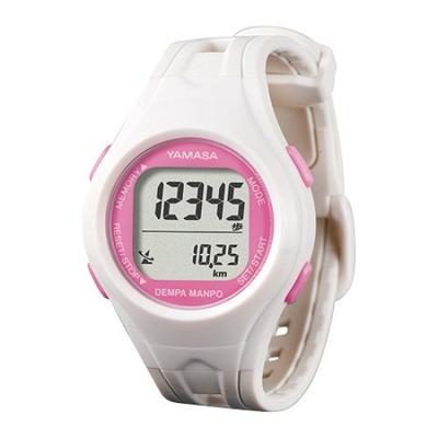 YAMASA Watch Pedometer Pedometer Radio Digital DEMPA MANPO 36mm White Pink Only Worn On the Top of the Left Wrist Walking Stroll Watch [Ohira Sangyo]
