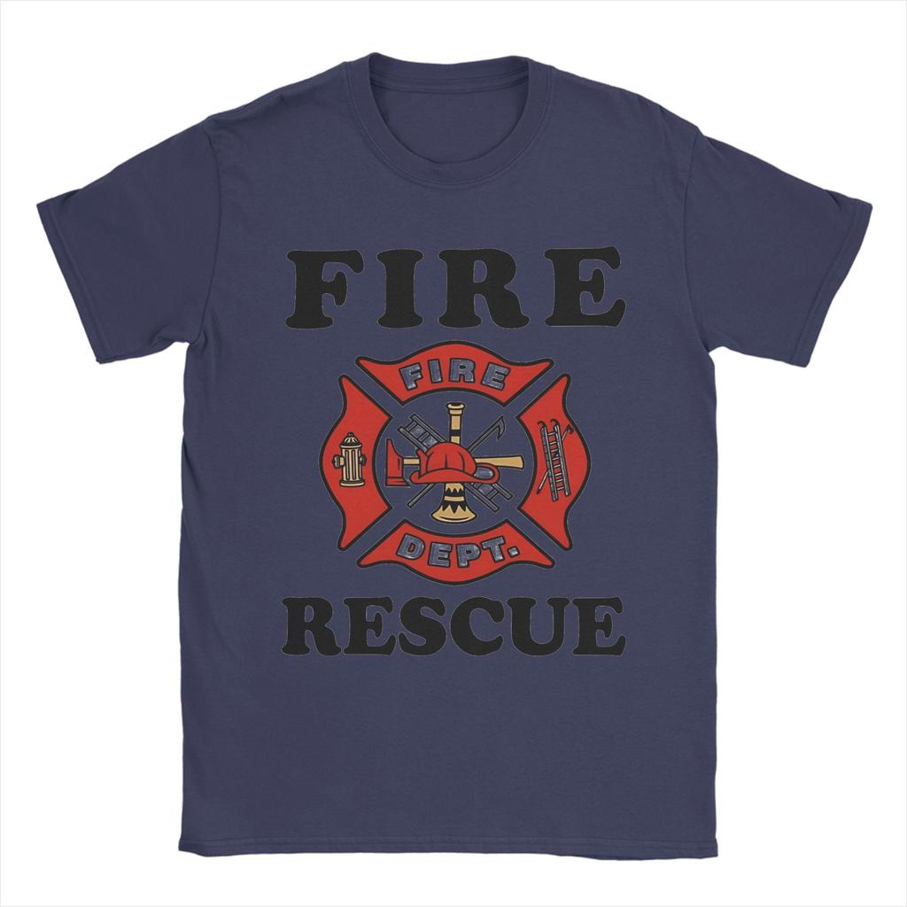 Red Fire DepartUnisext Badge Cotton T Shirt For Couple Summer Firefighter Vintage T Shirts Fashion Tee Shirt Oversize Pattern Tops