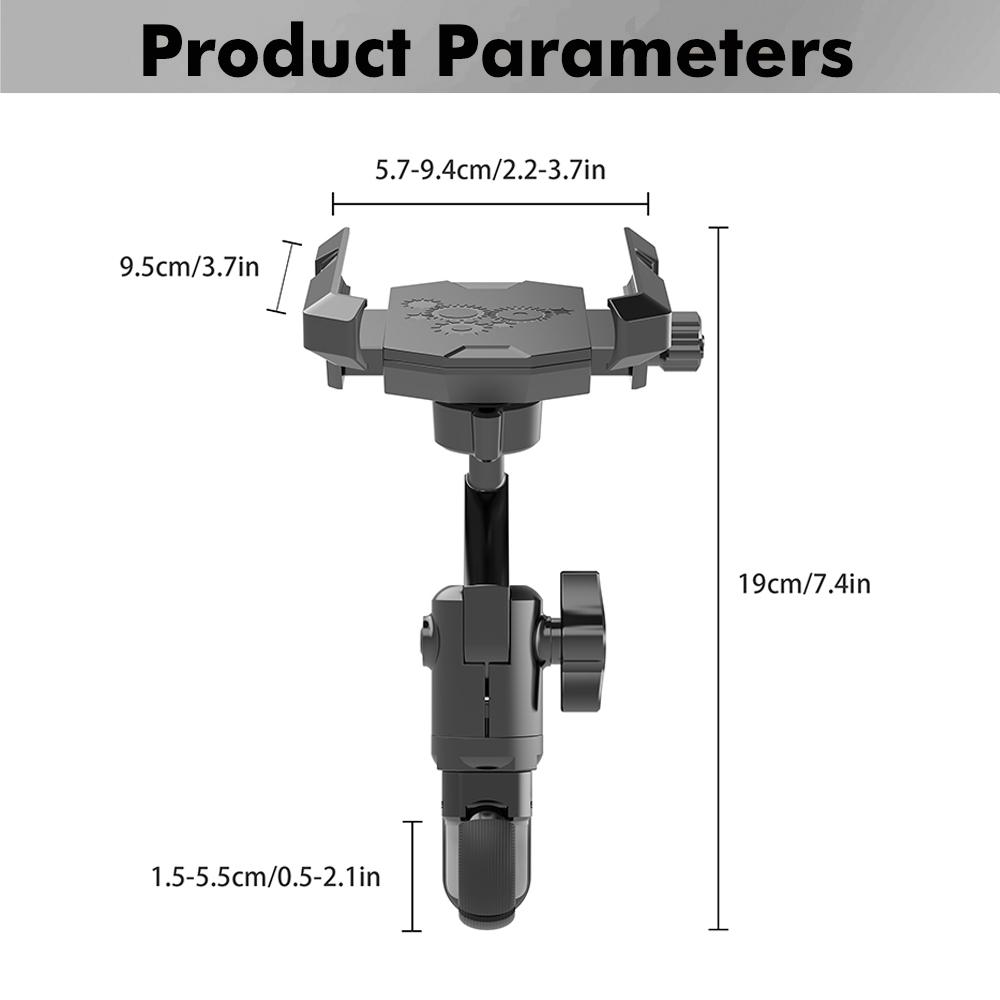 Bicycle Phone Holder Motorcycle Handlebar Mount - Anti-Slip Clip Stand Adjustable 360° Rotation Phone Bracket for Cycling