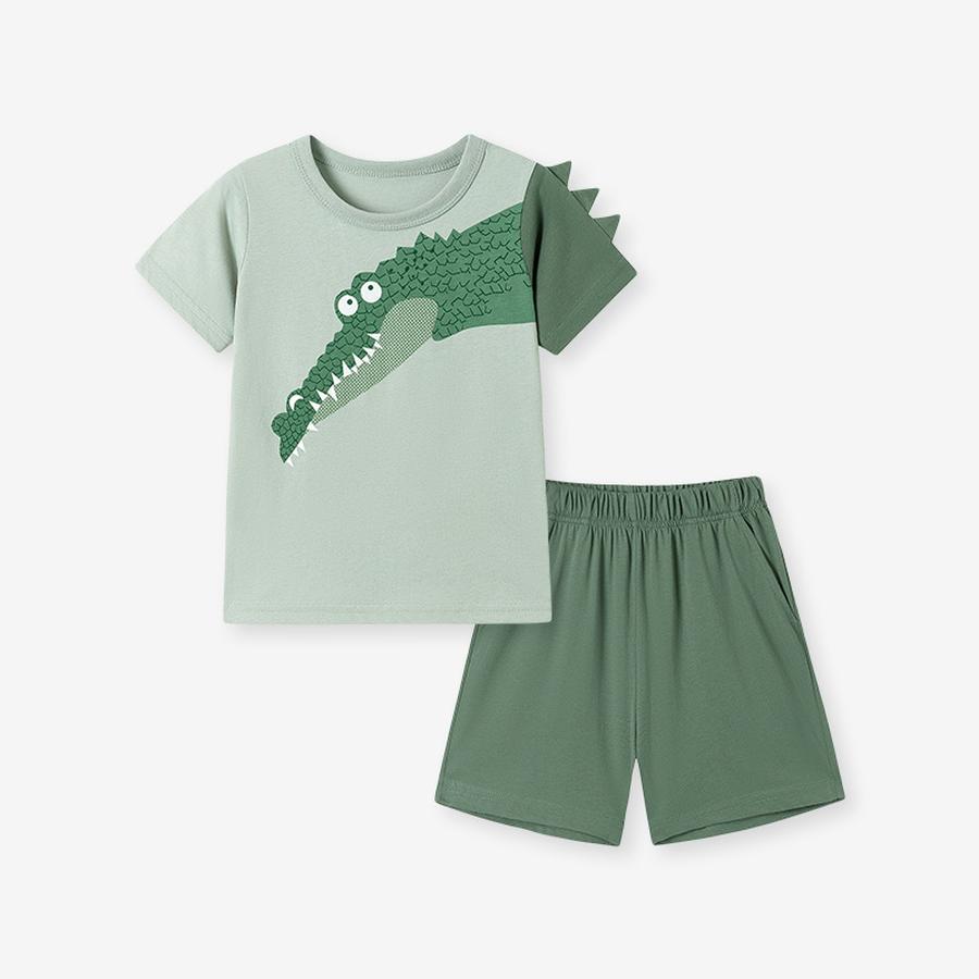 

Summer New Kids Outfit Cartoon Short Sleeve T-Shirt Set Boys Clothing Set Distribution 2Y зелёный