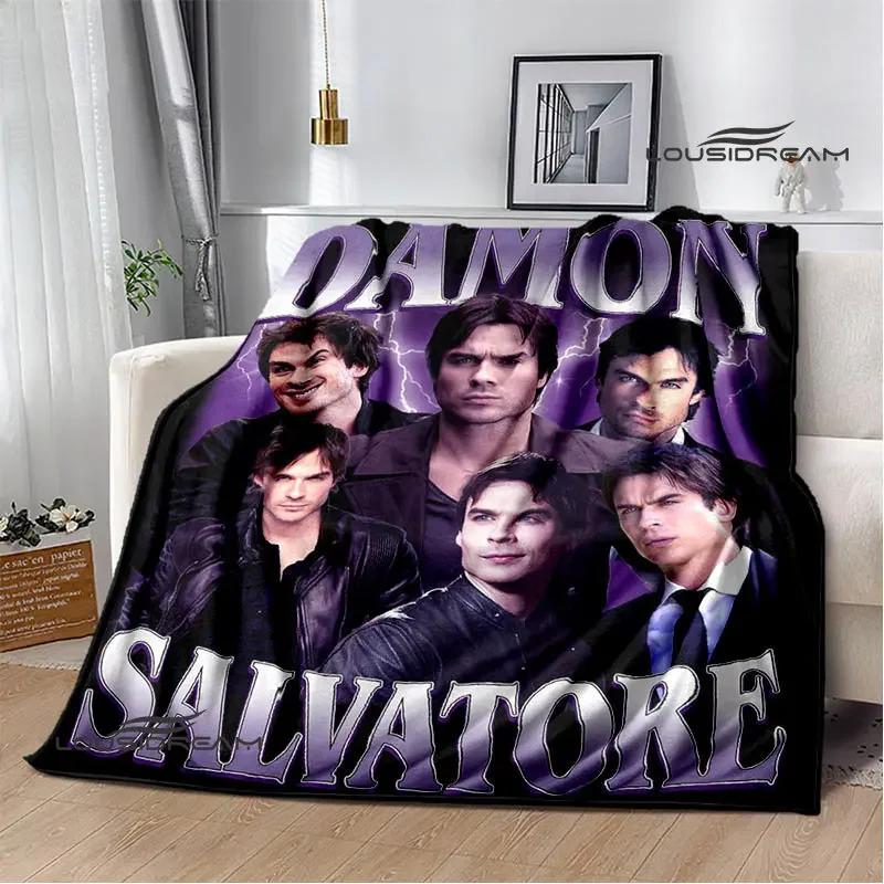 The Vampire Diaries Damon salvatore Blanket Flange Warm blanket Home travel blanket bed linings blankets for beds birthday gift