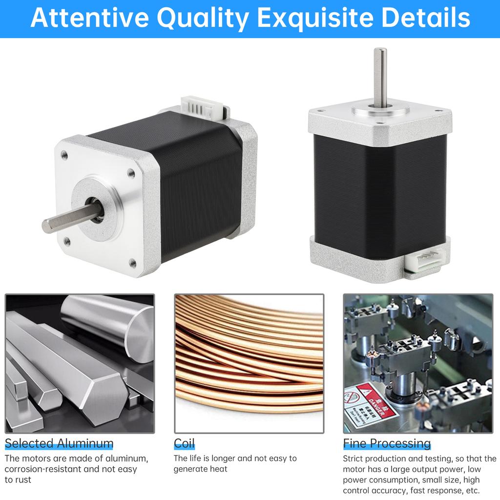 Nema 17 Schrittmotor 60mm 2A 85Ncm Drehmoment 1,8 Grad 4-Draht Bipolar Schwerlast CNC 3D-Drucker Upgrade Inklusive Kabel Halterung