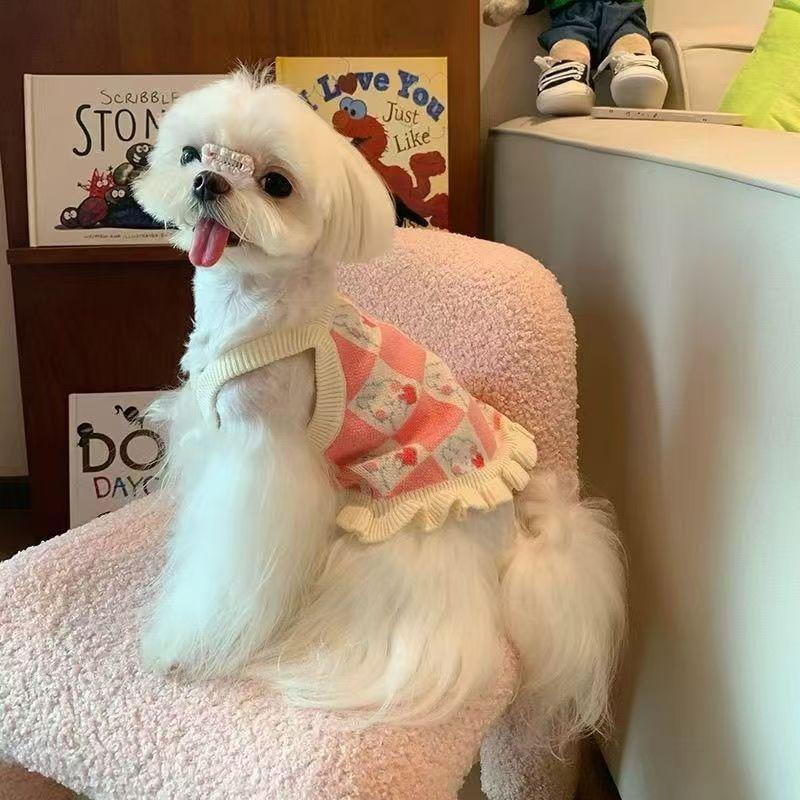 

Pet Clothes Dog Sweater Maltese Bigbear Teddy Pomeranian Schnauzer Puppy Small Dog Cat Autumn Winter Clothing XS chest 30 back 20 about 1-1 kg